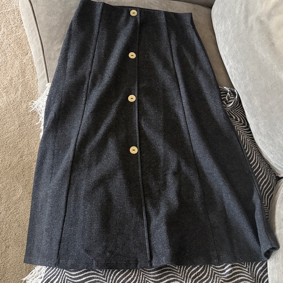 A-Line Skirt with Gold Accent Buttons - Picture 2 of 6